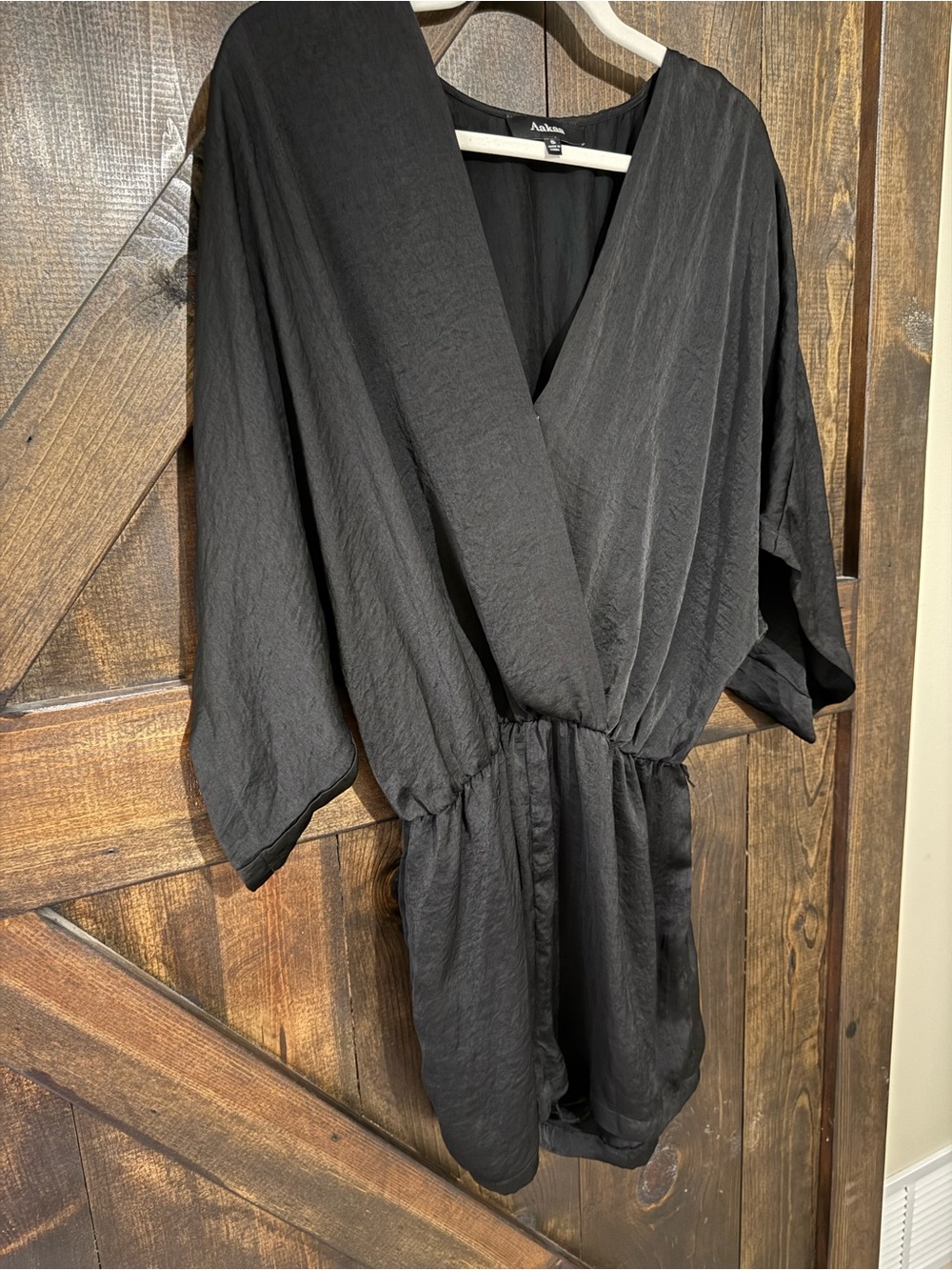 Aakaa Black V-Neck Wrap Romper